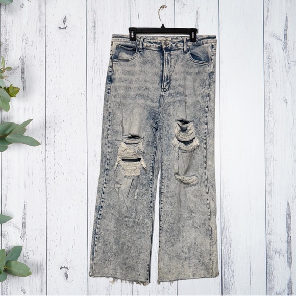 Risen Vintage Washed Wide Leg Jeans - Picture 1 of 2